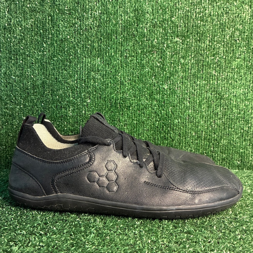 Vivobarefoot Primus Asana Leather Minimalist Casual Sneakers Black Mens Size 12